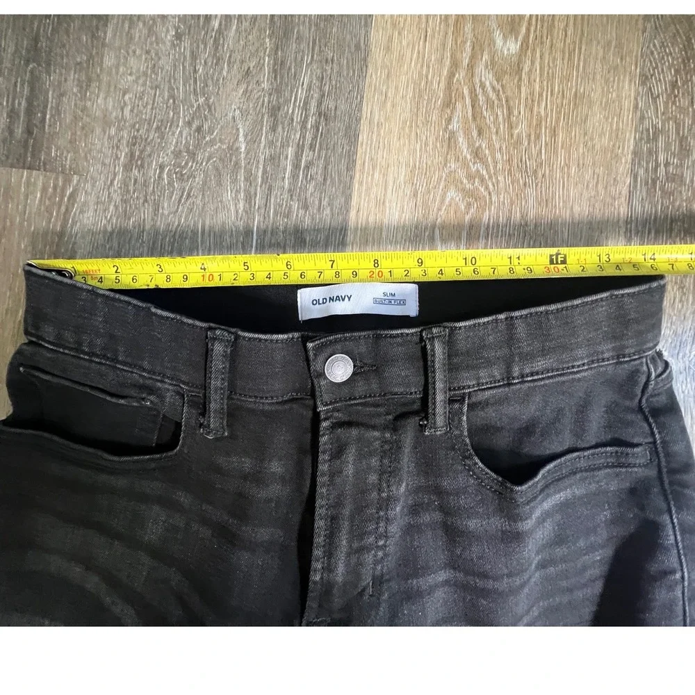 Old Navy Slim Jeans Women 30x32 Black Built-In Flex Whiskered Denim‎